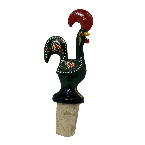 Vintage Portuguese The Rooster of Galo De Barcelos Wine Bottle Cork 4.5" - Picture 2 of 11